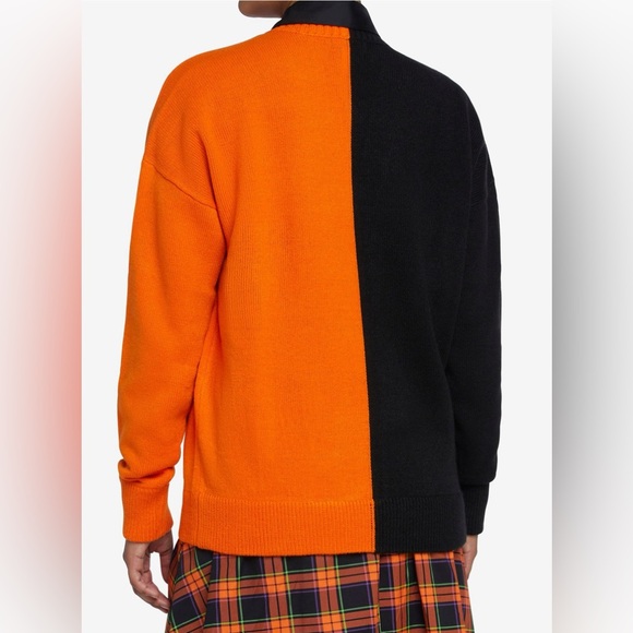 Pumpkin color block jack o lantern knit cardigan sweater nwot - Picture 3 of 4